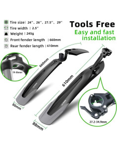 Guardabarros Ajustable RBRL para Bicicleta 24-29" Universal 2