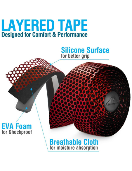 Cinta de Manillar MARQUE Hex Rojo 210cm Silicona y EVA