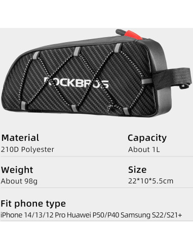 Bolsa de Tubo Superior ROCKBROS para Bicicleta 1L Impermeable