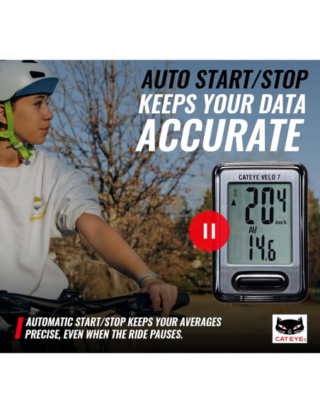 CATEYE Velo 7 Computador de Bicicleta - Velocímetro y Odómetro