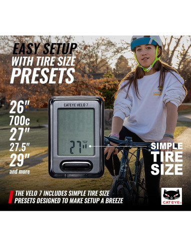 CATEYE Velo 7 Computador de Bicicleta - Velocímetro y Odómetro