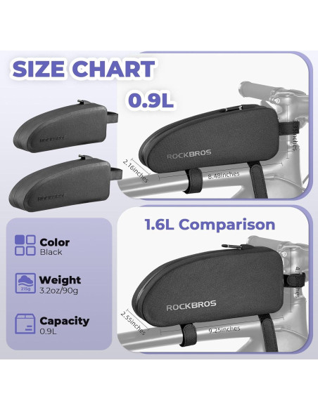 Bolsa de marco ROCKBROS impermeable 0.9L para bicicleta