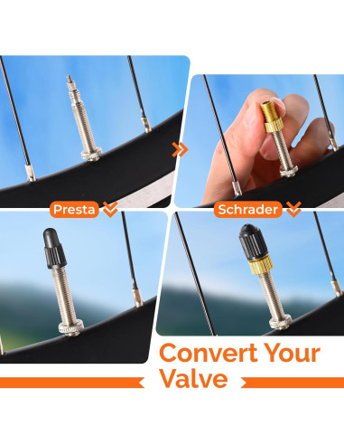 Adaptador de Válvula Presta a Schrader ETENWOLF A200 - Paquete de 4