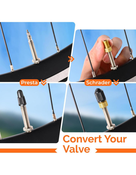 Adaptador de Válvula Presta a Schrader ETENWOLF A200 - Paquete de 4