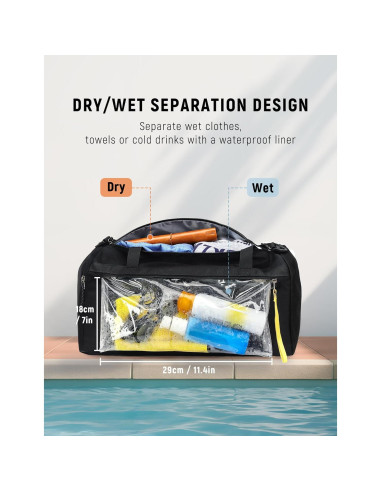 Bolsa de Gimnasio SKYSPER 30L con Compartimento Húmedo - Negro