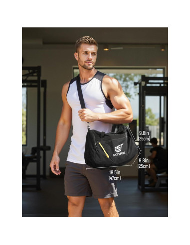 Bolsa de Gimnasio SKYSPER 30L con Compartimento Húmedo - Negro