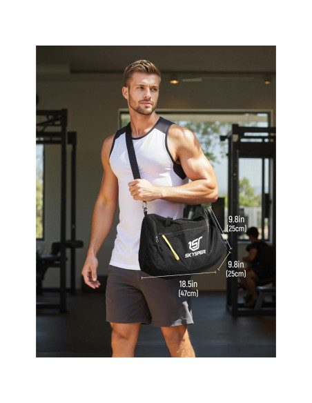 Bolsa de Gimnasio SKYSPER 30L con Compartimento Húmedo - Negro
