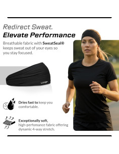 Banda de Sudor Halo Headband Bandit 4" Negro Multi-Deporte 2
