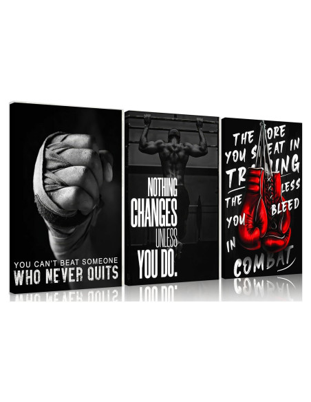 Juego de 3 Piezas de Arte de Pared Boxeo Lona 30x40 cm