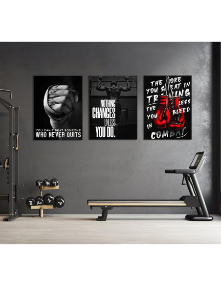 Juego de 3 Piezas de Arte de Pared Boxeo Lona 30x40 cm