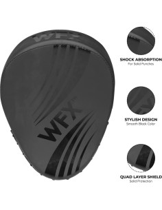 Guantes de Boxeo WFX Curvados de Cuero Sintético Negro 2