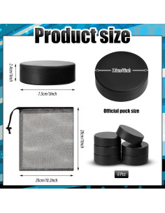 Discos de Hockey sobre Hielo Liliful 6 Pcs 7.62 cm con Bolsa 2