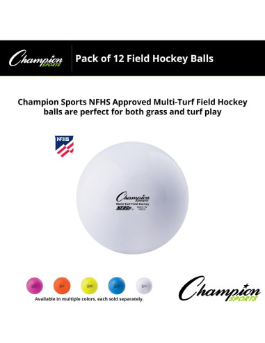 Pelotas de Hockey sobre Césped Champion Sports, 12 Unidades, 6.99 cm