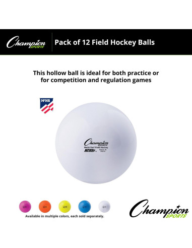 Pelotas de Hockey sobre Césped Champion Sports, 12 Unidades, 6.99 cm