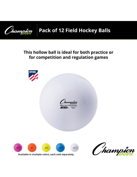 Pelotas de Hockey sobre Césped Champion Sports, 12 Unidades, 6.99 cm