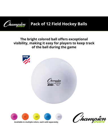 Pelotas de Hockey sobre Césped Champion Sports, 12 Unidades, 6.99 cm