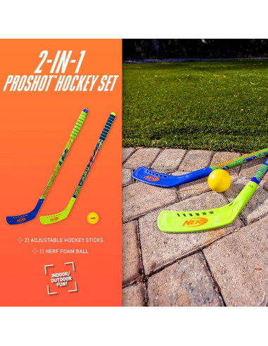 Conjunto de Hockey NERF Proshot para Niños - 2 Palos Ajustables + Pelota
