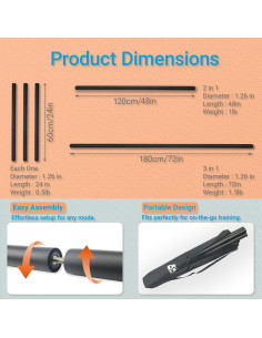 Bastón de Bo Acolchado PHYSKOW 1.22m - 1.83m Plegable 2