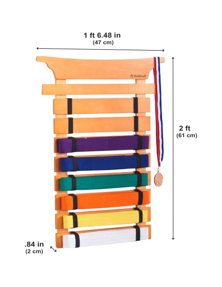 Soporte de Cinturones de Artes Marciales KidKraft Madera 8 Cinturones