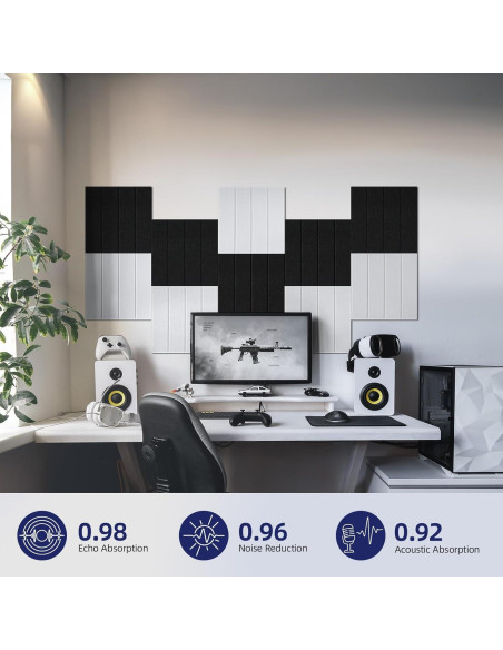 Paneles Acústicos Autoadhesivos Vieshful 30x30cm Paquete de 10