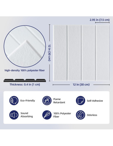 Paneles Acústicos Autoadhesivos Vieshful 30x30cm Paquete de 10