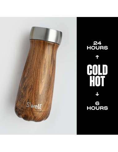 Botella Térmica S'well Commuter 16oz Acero Inoxidable Teakwood