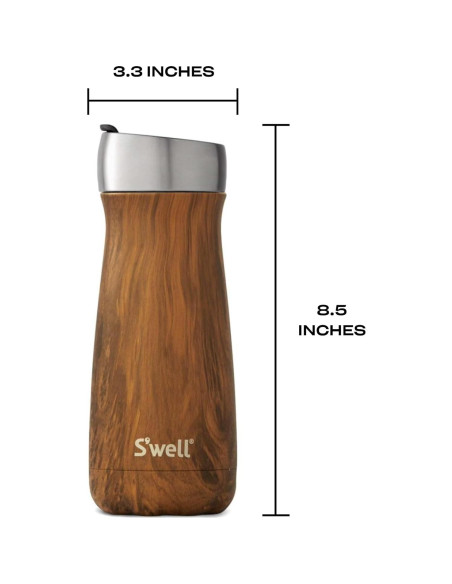 Botella Térmica S'well Commuter 16oz Acero Inoxidable Teakwood
