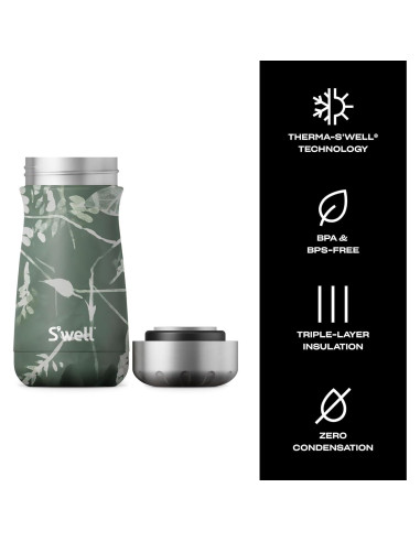 Contenedor Aislado S'well 12oz Verde Follaje - Acero Inoxidable
