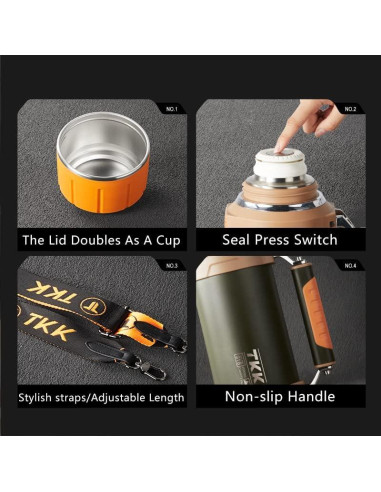 Botella Aislada TKK de Acero Inoxidable 1.8L Naranja