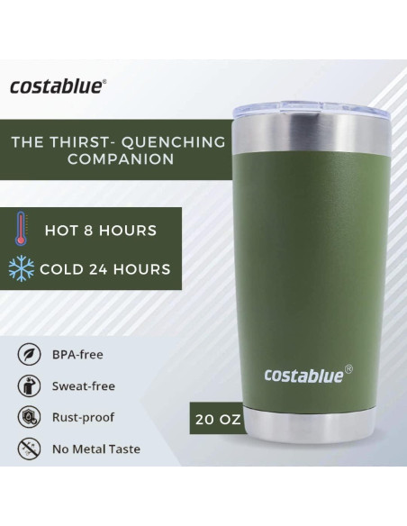 Taza de Café de Viaje Costablue 0.59L Acero Inoxidable Aislada