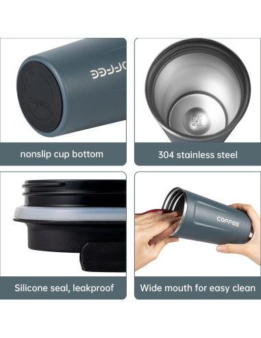 Taza de Café de Viaje MAGA 510ml Aislada Antiderrames Marfil