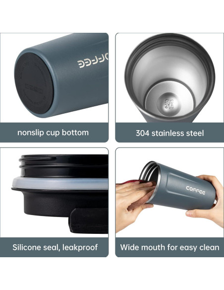 Taza de Café de Viaje MAGA 510ml Aislada Antiderrames Marfil