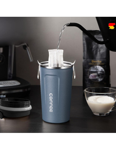 Taza de Café de Viaje MAGA 510ml Aislada Antiderrames Marfil