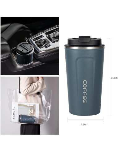 Taza de Café de Viaje MAGA 510ml Aislada Antiderrames Marfil