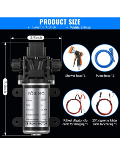 Bomba de Agua 12V Forimo 100W 6.5L/min con Accesorios 2