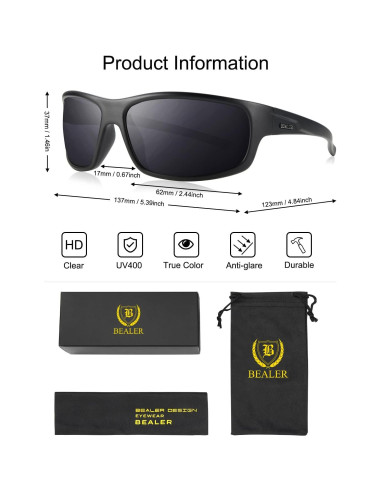 Gafas de sol deportivas BEALER TR90 polarizadas 62mm