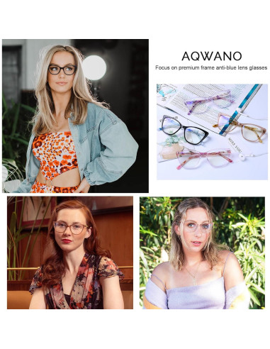 Gafas de Lectura AQWANO Ojo de Gato Rosa 2.5x Bloqueo Luz Azul