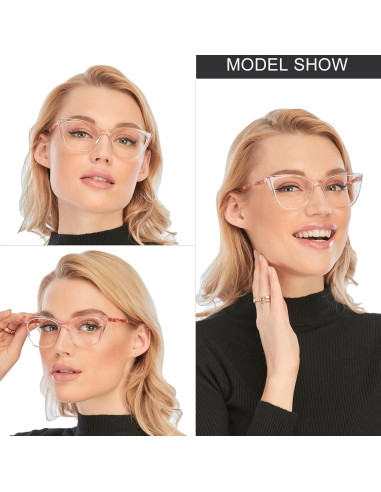 Gafas de Lectura AQWANO Ojo de Gato Rosa 2.5x Bloqueo Luz Azul