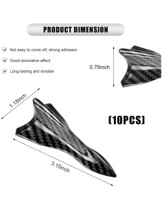 10 PCS Difusores de Aleta de Tiburón YTFRL para Auto - Fibra de Carbono 2