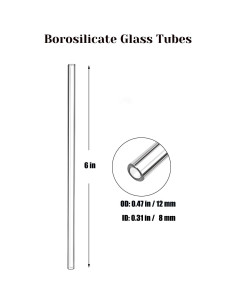Tubo de vidrio de borosilicato LIFEHIM 6" (15.24cm) 12mm OD 2