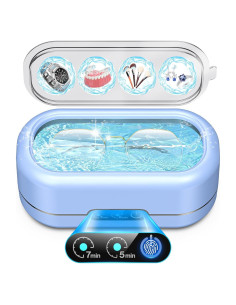 Limpiador Ultrasónico de Joyas AI 50KHz Acero Inoxidable Azul