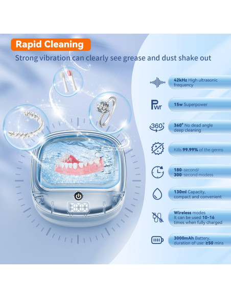 Limpiador Ultrasónico BEKOMIYA 150ML para Dentaduras y Joyería