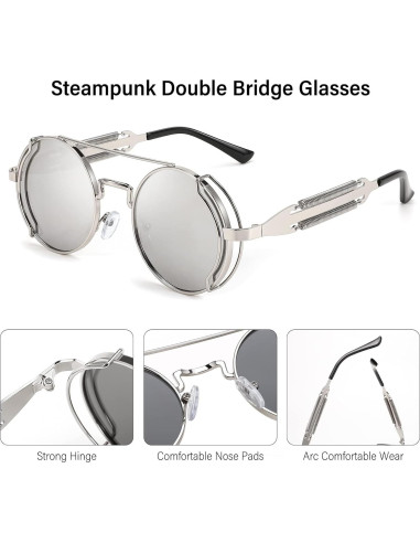 Gafas de sol FEISEDY aviador steampunk redondas UV400