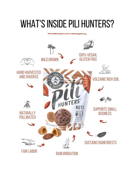 Nueces de Pili Germinadas Pili Hunters 113.4g Snack Vegano