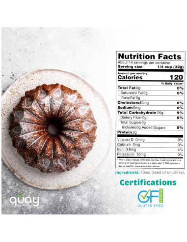 Harina de Fonio Quay Naturals 907g Sin Gluten No Transgénico
