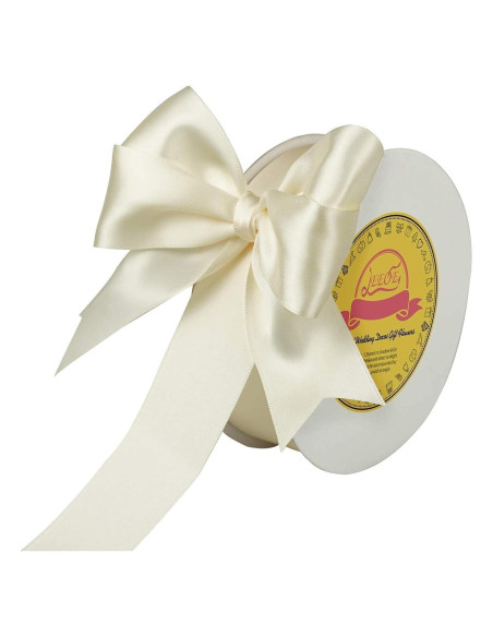 Cinta de satén marfil LEEQE 3.81 cm x 45.72 m para manualidades