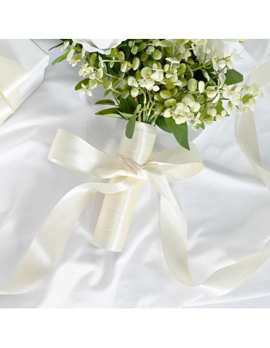 Cinta de satén marfil LEEQE 3.81 cm x 45.72 m para manualidades