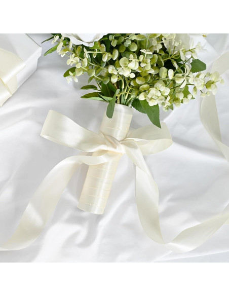 Cinta de satén marfil LEEQE 3.81 cm x 45.72 m para manualidades