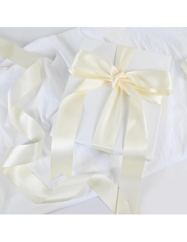 Cinta de satén marfil LEEQE 3.81 cm x 45.72 m para manualidades