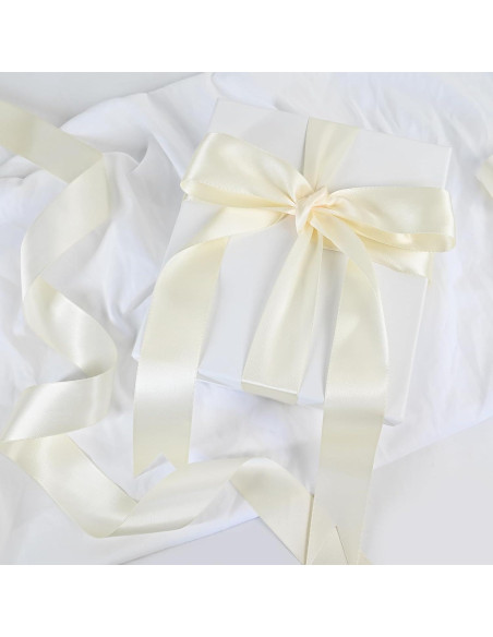 Cinta de satén marfil LEEQE 3.81 cm x 45.72 m para manualidades